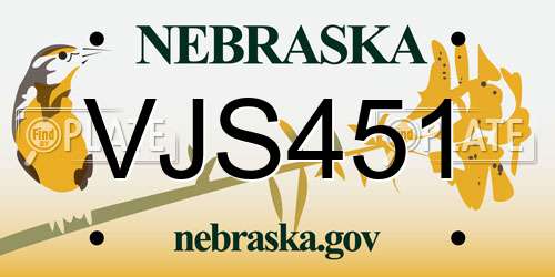 VJS451 Nebraska License Plate