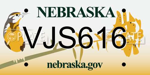 VJS616 Nebraska License Plate