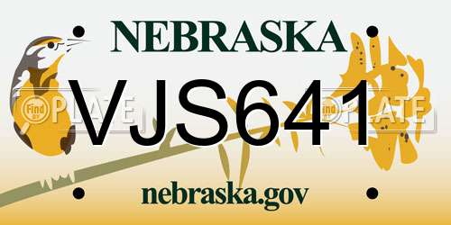 VJS641 Nebraska License Plate