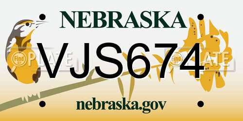 VJS674 Nebraska License Plate