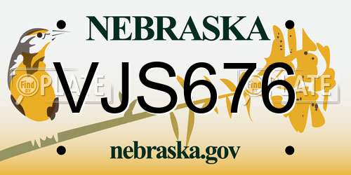 VJS676 Nebraska License Plate