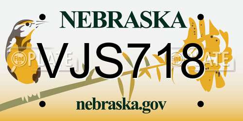 VJS718 Nebraska License Plate