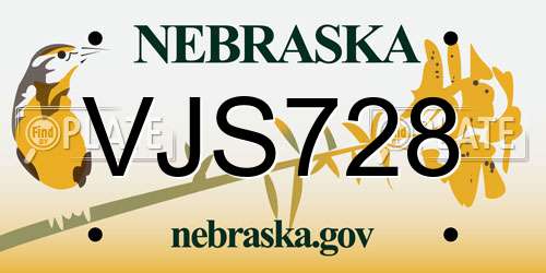 VJS728 Nebraska License Plate