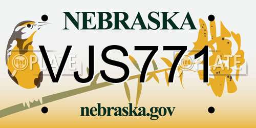 VJS771 Nebraska License Plate