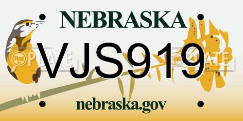 VJS919 Nebraska License Plate