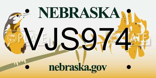VJS974 Nebraska License Plate