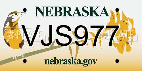 VJS977 Nebraska License Plate