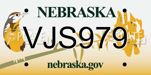 VJS979 Nebraska License Plate