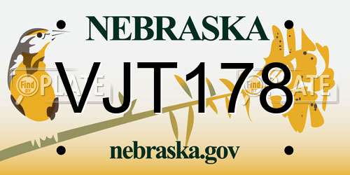 VJT178 Nebraska License Plate