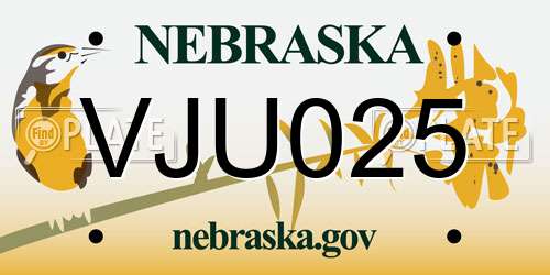 VJU025 Nebraska License Plate