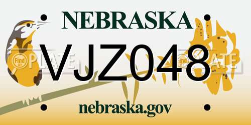 VJZ048 Nebraska License Plate