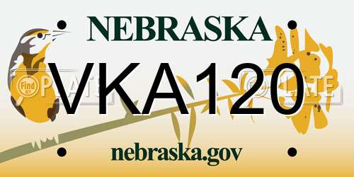 VKA120 Nebraska License Plate
