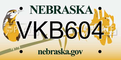 VKB604 Nebraska License Plate