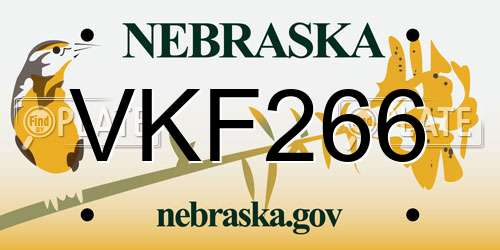 VKF266 Nebraska License Plate