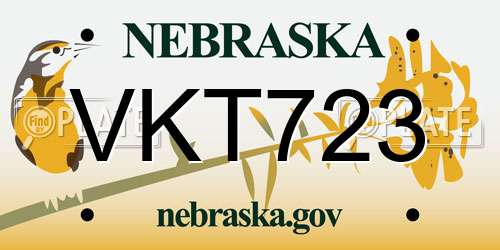 VKT723 Nebraska License Plate
