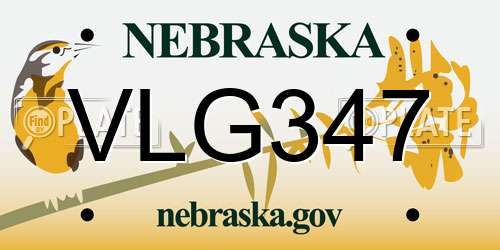 VLG347 Nebraska License Plate