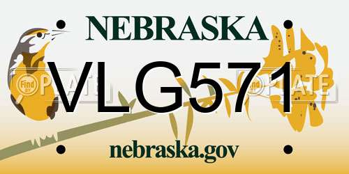 VLG571 Nebraska License Plate
