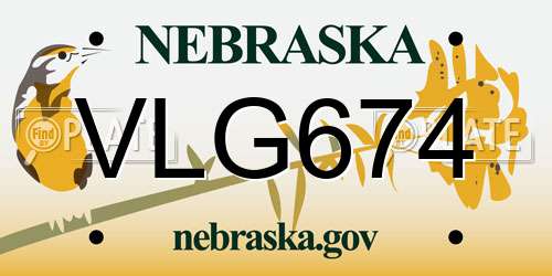 VLG674 Nebraska License Plate