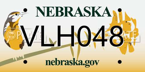 VLH048 Nebraska License Plate