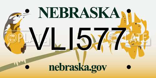 VLI577 Nebraska License Plate