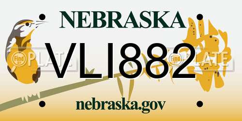 VLI882 Nebraska License Plate