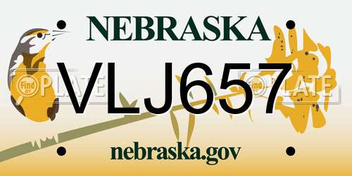 VLJ657 Nebraska License Plate