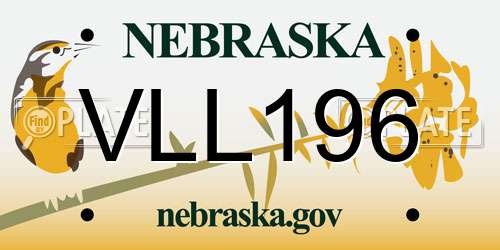 VLL196 Nebraska License Plate