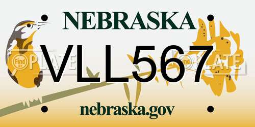 VLL567 Nebraska License Plate