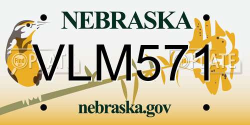 VLM571 Nebraska License Plate