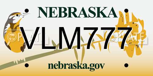 VLM777 Nebraska License Plate