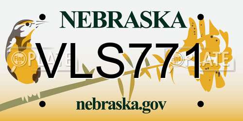 VLS771 Nebraska License Plate