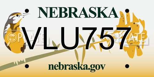 VLU757 Nebraska License Plate