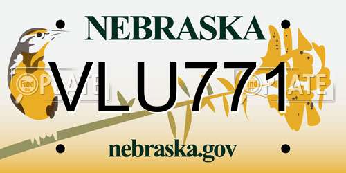 VLU771 Nebraska License Plate