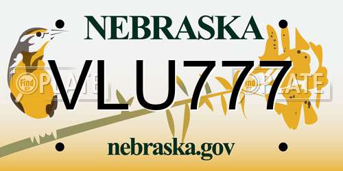 VLU777 Nebraska License Plate