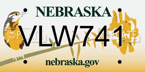 VLW741 Nebraska License Plate