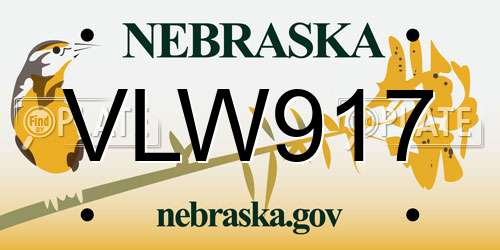 VLW917 Nebraska License Plate