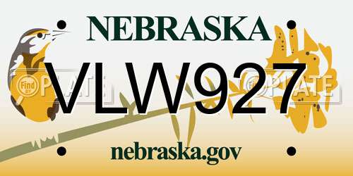 VLW927 Nebraska License Plate
