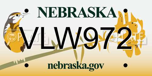 VLW972 Nebraska License Plate