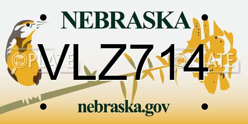 VLZ714 Nebraska License Plate
