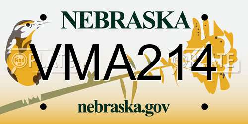 VMA214 Nebraska License Plate