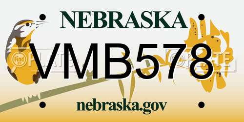 VMB578 Nebraska License Plate