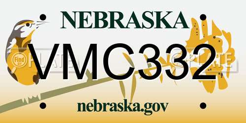 VMC332 Nebraska License Plate