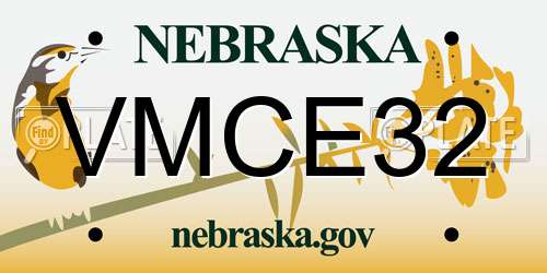 VMCE32 Nebraska License Plate