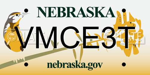 VMCE3T Nebraska License Plate