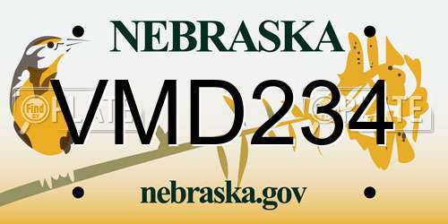 VMD234 Nebraska License Plate
