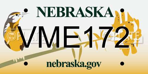 VME172 Nebraska License Plate