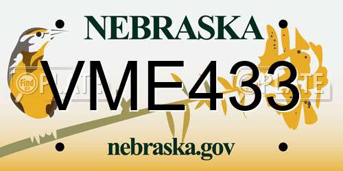 VME433 Nebraska License Plate