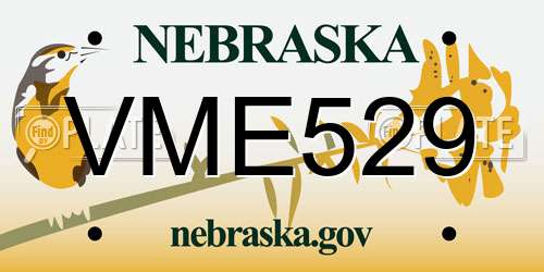 VME529 Nebraska License Plate