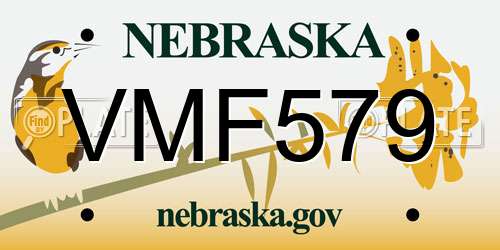 VMF579 Nebraska License Plate