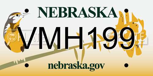 VMH199 Nebraska License Plate